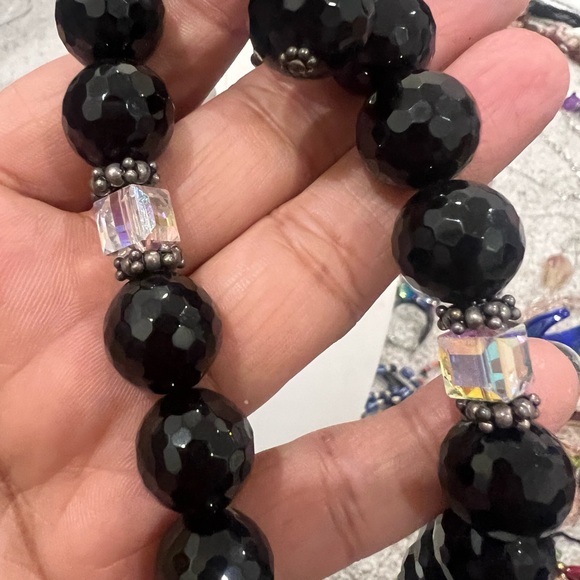 Huge Black Agate Elegant Black Beaded Necklace - Picture 2 of 3